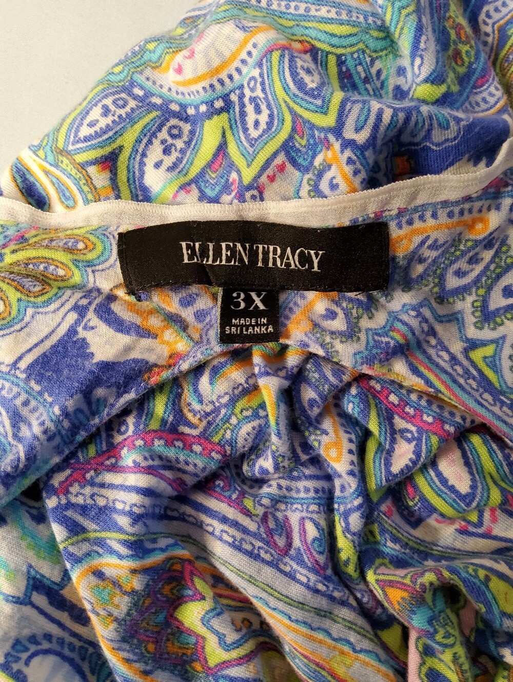 Ellen Tracy Sleeveless Paisley Sleepgown in Blue, Green & White 3X - Picture 9 of 9